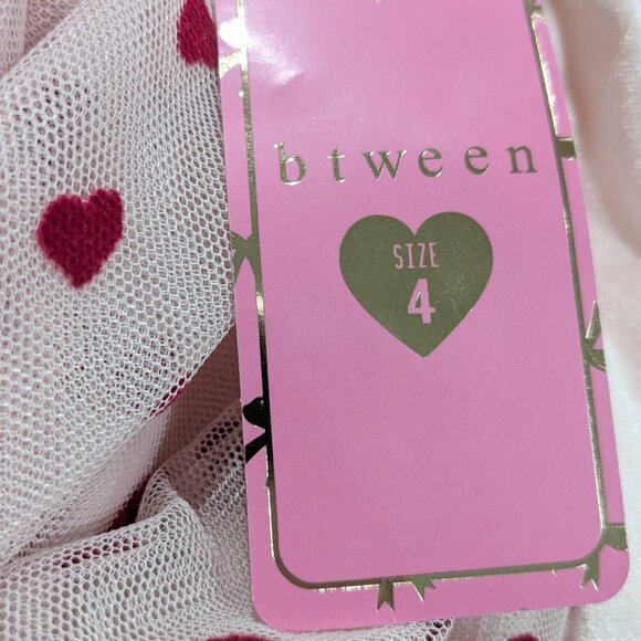 btween Girl's Velour and Tulle Pink Dress Size 4, Red Hearts, Long Sleeve, NWT - Picture 9 of 12